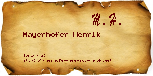 Mayerhofer Henrik névjegykártya